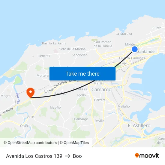 Avenida Los Castros 139 to Boo map