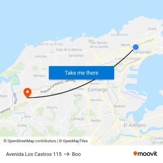 Avenida Los Castros 115 to Boo map