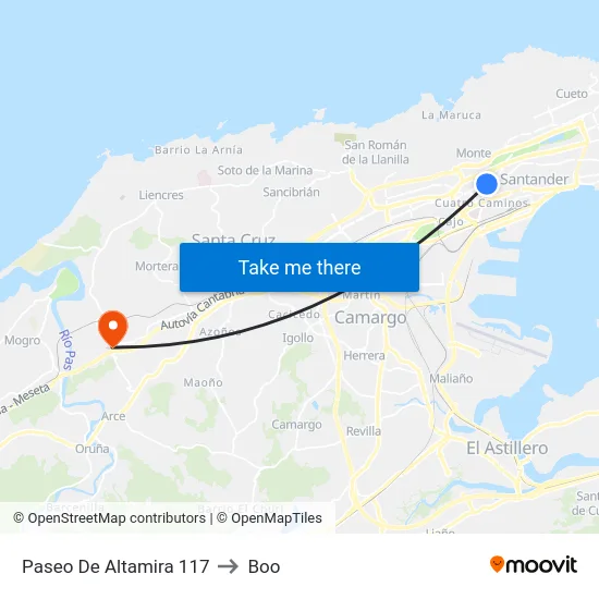 Paseo De Altamira 117 to Boo map