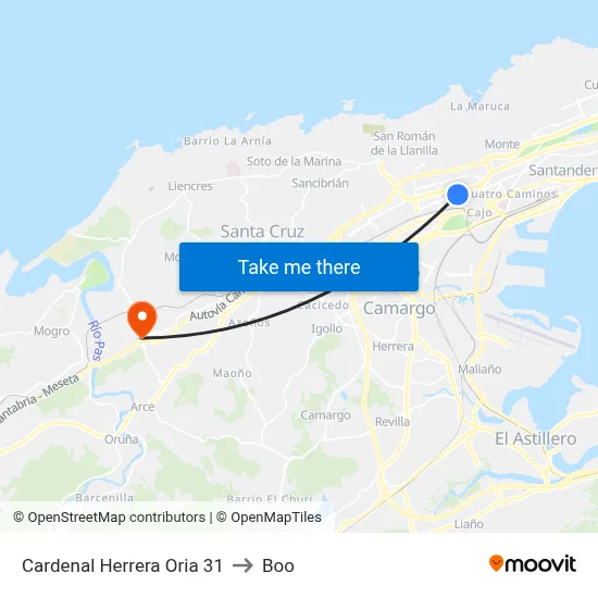 Cardenal Herrera Oria 31 to Boo map