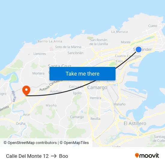 Calle Del Monte 12 to Boo map