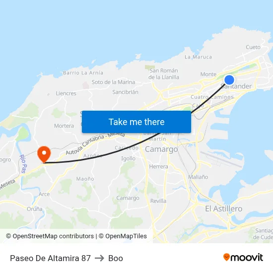 Paseo De Altamira 87 to Boo map