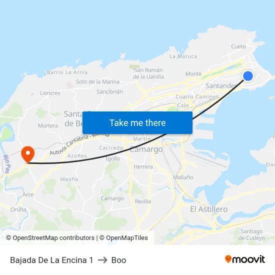 Bajada De La Encina 1 to Boo map