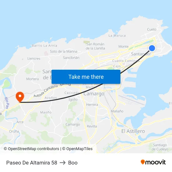 Paseo De Altamira 58 to Boo map
