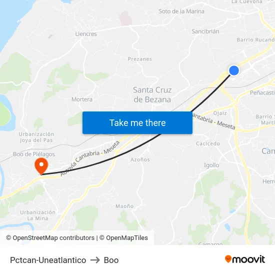 Pctcan-Uneatlantico to Boo map