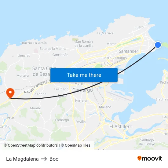 La Magdalena to Boo map