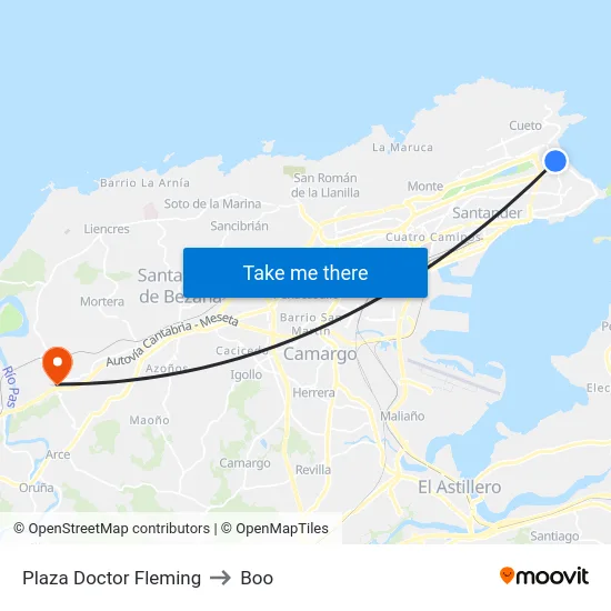 Plaza Doctor Fleming to Boo map