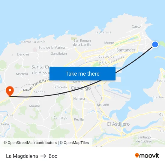 La Magdalena to Boo map