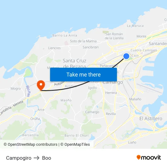 Campogiro to Boo map