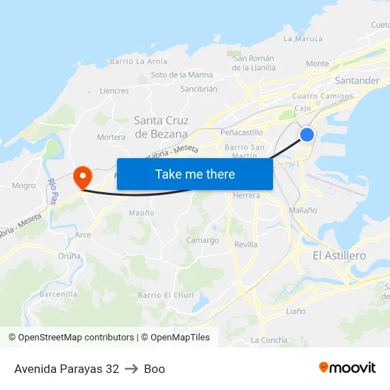 Avenida Parayas 32 to Boo map