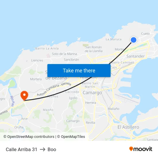 Calle Arriba 31 to Boo map