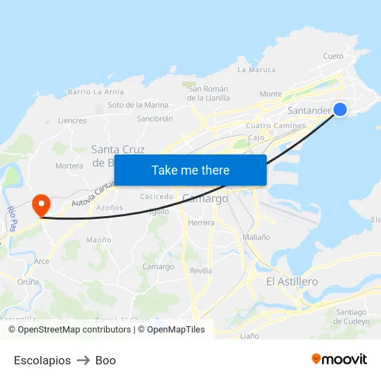 Escolapios to Boo map