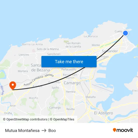 Mutua Montañesa to Boo map