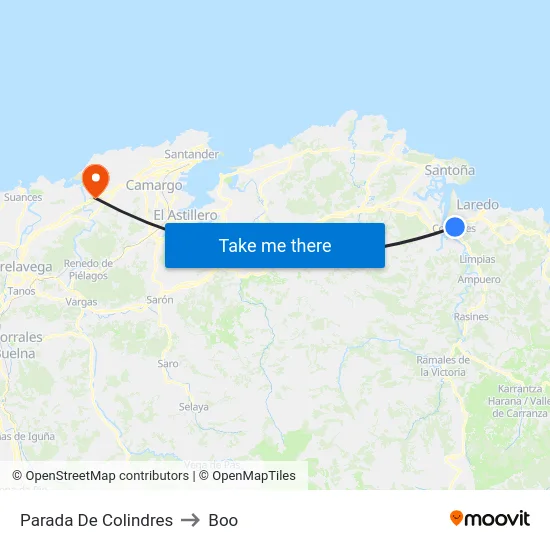 Parada De Colindres to Boo map
