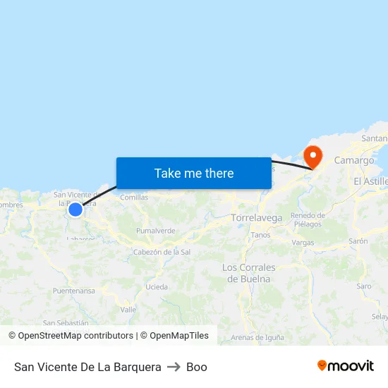 San Vicente De La Barquera to Boo map