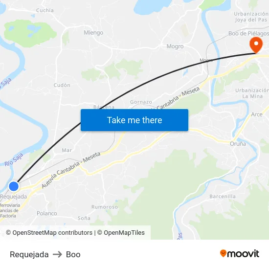 Requejada to Boo map