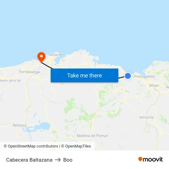 Cabecera Baltazana to Boo map