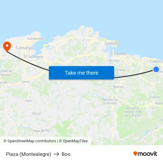 Plaza (Montealegre) to Boo map