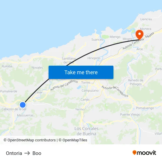 Ontoria to Boo map