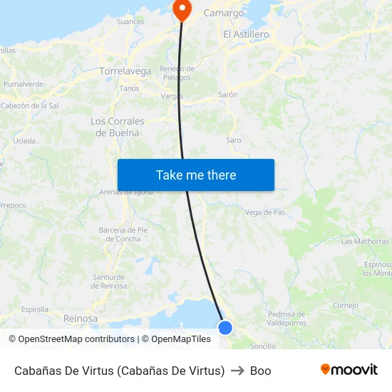 Cabañas De Virtus (Cabañas De Virtus) to Boo map
