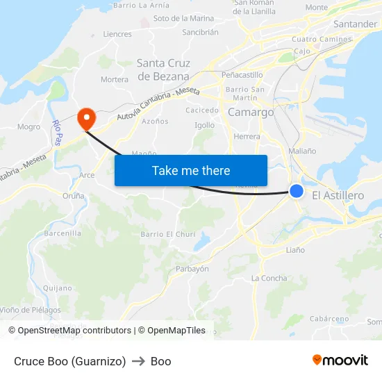 Cruce Boo (Guarnizo) to Boo map