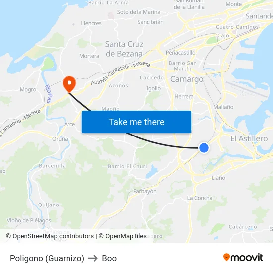 Poligono (Guarnizo) to Boo map