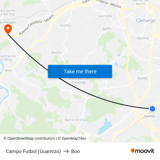 Campo Futbol (Guarnizo) to Boo map