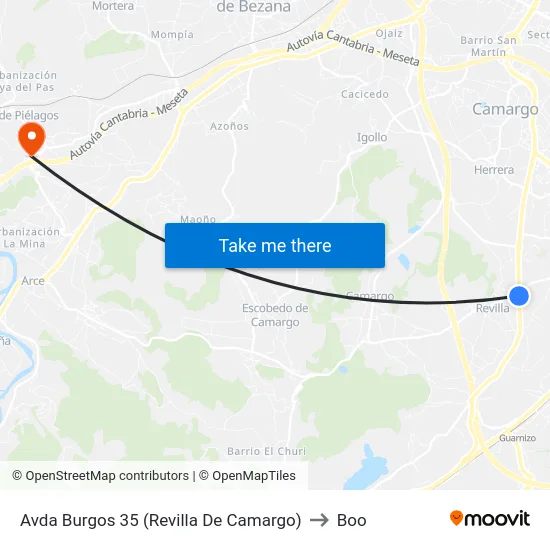 Avda Burgos 35 (Revilla De Camargo) to Boo map