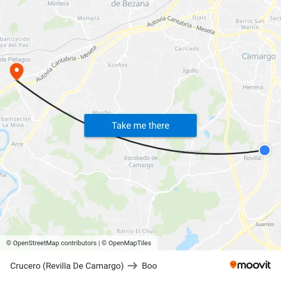 Crucero (Revilla De Camargo) to Boo map