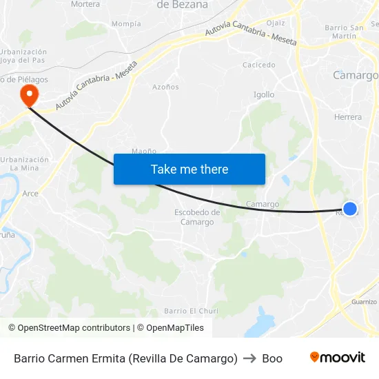 Barrio Carmen Ermita (Revilla De Camargo) to Boo map