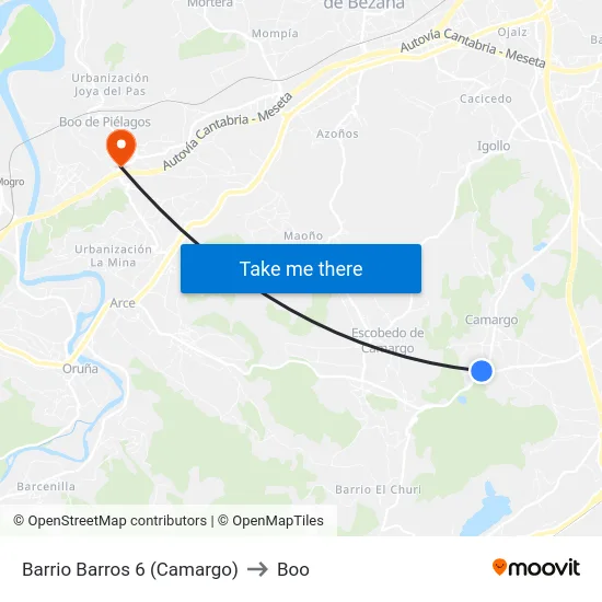 Barrio Barros 6 (Camargo) to Boo map