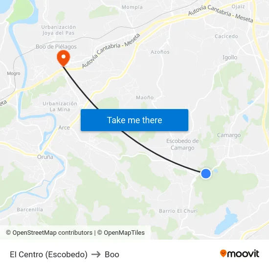 El Centro (Escobedo) to Boo map