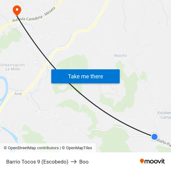 Barrio Tocos 9 (Escobedo) to Boo map