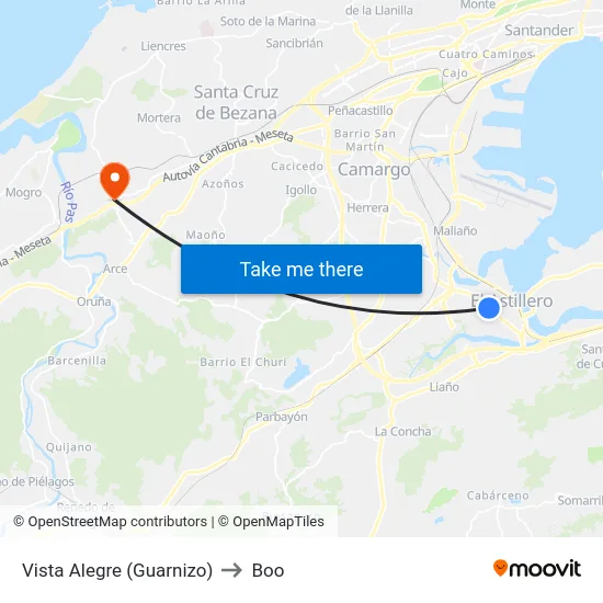 Vista Alegre (Guarnizo) to Boo map