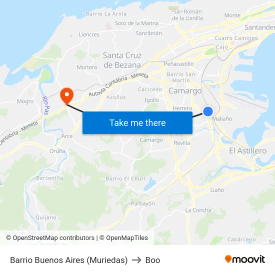 Barrio Buenos Aires (Muriedas) to Boo map