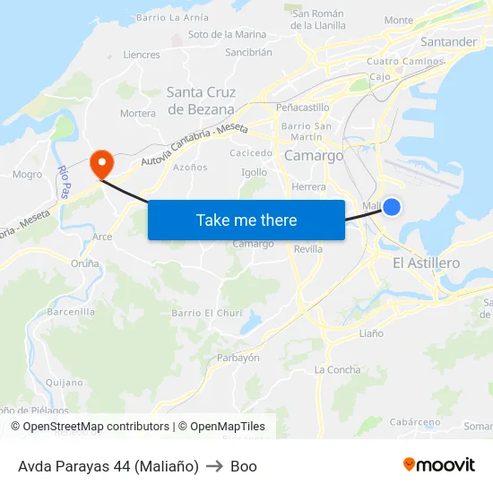 Avda Parayas 44 (Maliaño) to Boo map