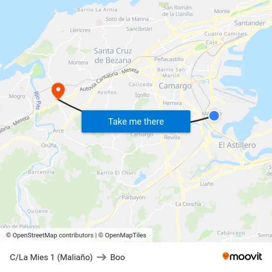 C/La Mies 1 (Maliaño) to Boo map