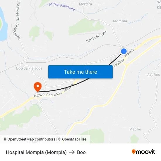 Hospital Mompia (Mompia) to Boo map