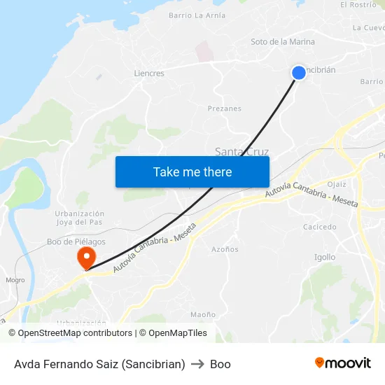 Avda Fernando Saiz (Sancibrian) to Boo map