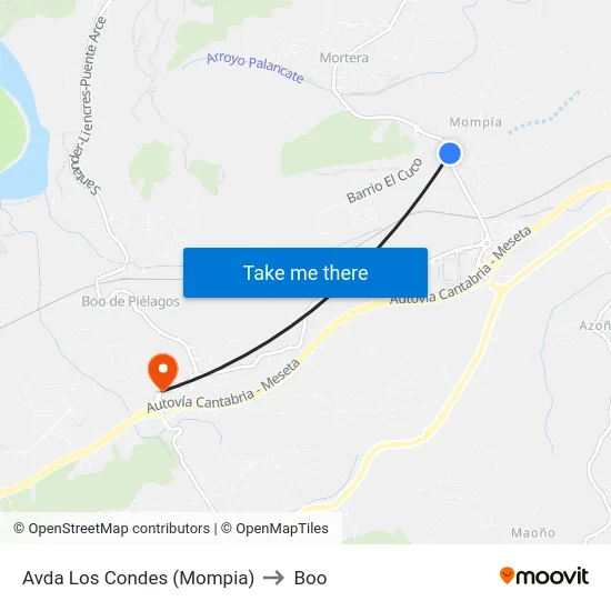 Avda Los Condes (Mompia) to Boo map