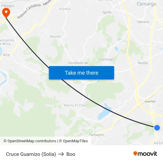 Cruce Guarnizo (Solia) to Boo map