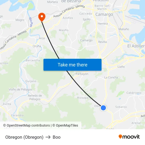 Obregon (Obregon) to Boo map