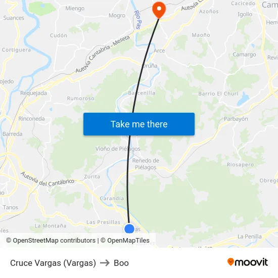 Cruce Vargas (Vargas) to Boo map