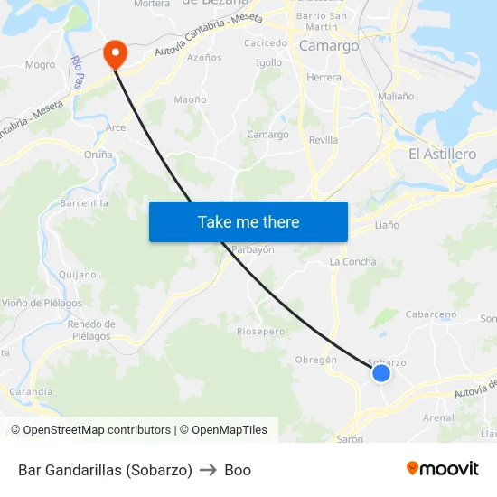 Bar Gandarillas (Sobarzo) to Boo map