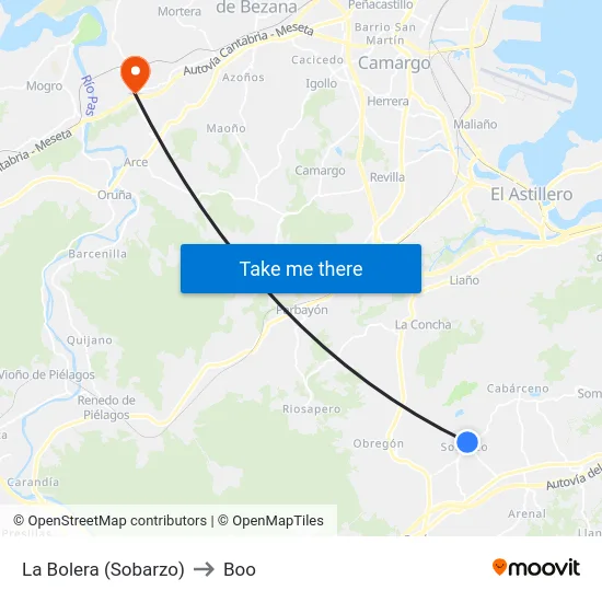 La Bolera (Sobarzo) to Boo map
