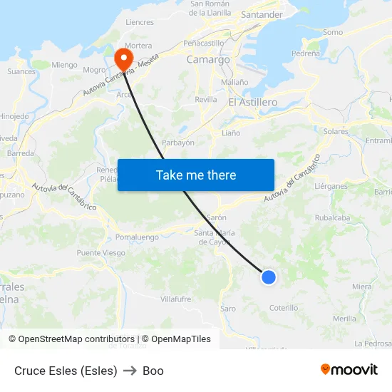 Cruce Esles (Esles) to Boo map
