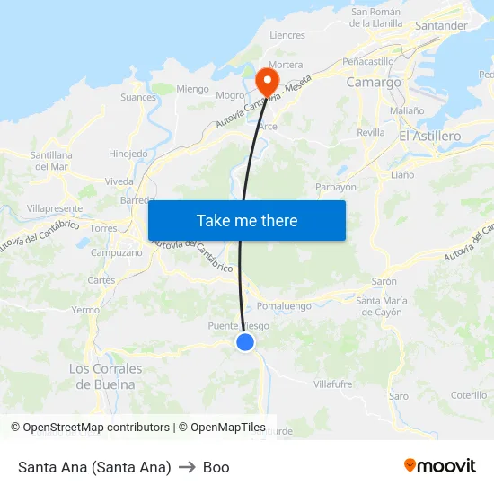Santa Ana (Santa Ana) to Boo map