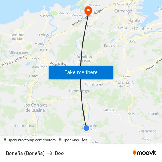 Borleña (Borleña) to Boo map