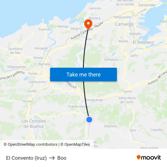 El Convento (Iruz) to Boo map