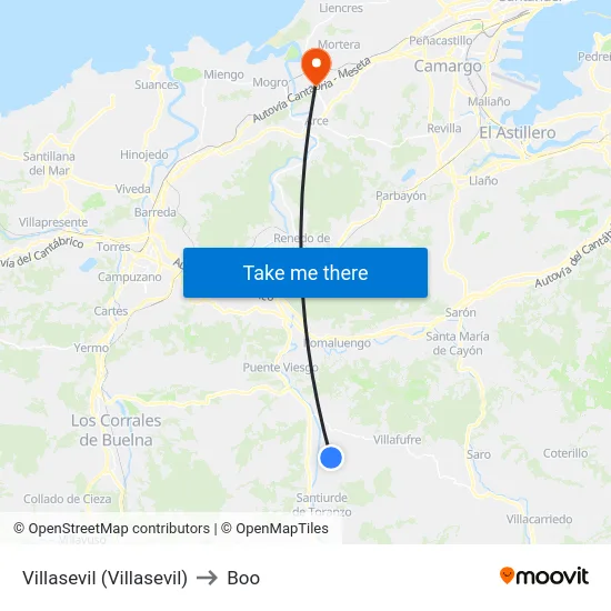 Villasevil (Villasevil) to Boo map